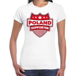 Poland supporter schild t-shirt wit voor dames - Polen landen t-shirt / kleding - EK / WK / Olympische spelen outfit