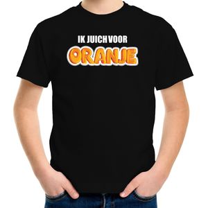Zwart fan t-shirt voor kinderen - ik juich voor oranje - Holland / Nederland supporter - EK/ WK shirt / outfit