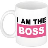 I'm the Boss mok roze en blauw - Bruiloft huwelijks koppel cadeau