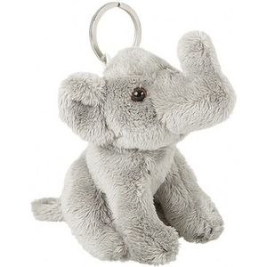 Pluche grijze olifanten sleutelhanger 10 cm - Olifanten knuffels dieren sleutelhangers- Speelgoed voor kinderen