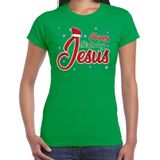 Fout kerstshirt / t-shirt groen Happy birthday Jesus voor dames - kerstkleding / christmas outfit