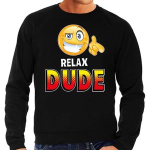 Funny emoticon sweater Relax dude zwart voor heren - Fun / cadeau trui