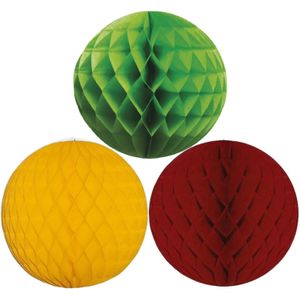 Kerstversiering set van 6x papieren kerstballen 10 cm groen goudgeel en bordeaux rood - Kerst decoratie bollen/ballen