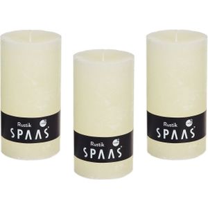 8x stuks Ivoor witte rustieke cilinderkaars/stompkaars 7 x 13 cm 60 branduren - Geurloze kaarsen ivoor wit - Stompkaarsen