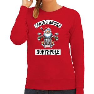 Foute Kerstsweater / kersttrui Santas angels Northpole rood voor dames - Kerstkleding / Christmas outfit