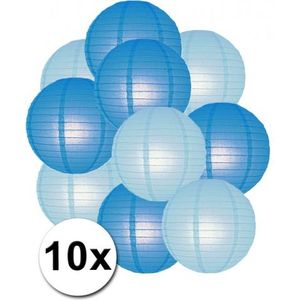 Lampionnen pakket blauw en lichtblauw 10x