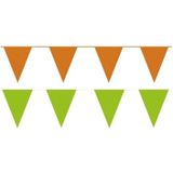 Oranje/Groene feest punt vlaggetjes pakket - 60 meter - slingers / vlaggenlijn