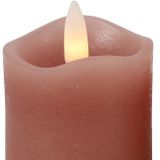Countryfield LED kaarsen/stompkaarsen - 4x st - roze - D5 x H7,2 cm - timer - warm wit