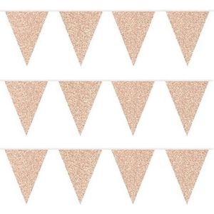 3x stuks glitter vlaggenlijn rose goud van karton - 6 meter - slinger