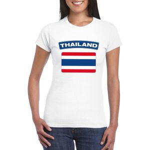 Thailand t-shirt met Thaise vlag wit dames