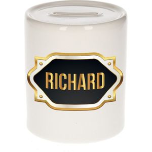 Richard naam cadeau spaarpot met gouden embleem - kado verjaardag/ vaderdag/ pensioen/ geslaagd/ bedankt