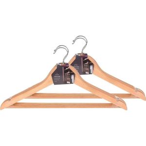 Kledinghangers hout met broeklat - Set van 6 - Kleding ophangen