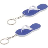 Set van 6x stuks sleutelhangers teenslippers 8 cm blauw - Tropische Hawaii uitdeel cadeautjes