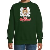 Foute Kerstsweater / Kerst trui met hamsterende kat Merry Christmas groen voor kinderen- Kerstkleding / Christmas outfit