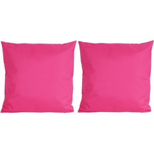 6x Bank/sier kussens voor binnen en buiten in de kleur fuchsia roze 45 x 45 cm - Tuin/huis kussens
