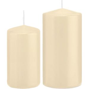 Trend Candles - Stompkaarsen set 6x stuks creme wit 12 en 15 cm