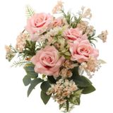 Chaks Rozen kunstbloemen boeket - 5x - licht roze - H41 cm