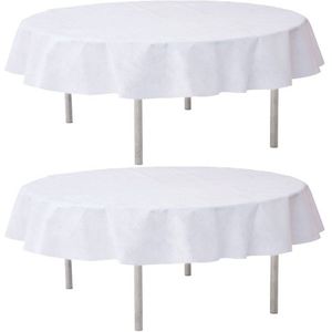 2x Witte ronde tafelkleden/tafellakens 180 cm non woven polypropyleen Opaque White - Witte tafeldecoraties - Wit thema