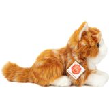 Hermann Teddy Knuffeldier kat/poes - zachte pluche stof - premium kwaliteit knuffels - rood/oranje - 20 cm