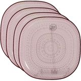 Decoris ontbijtbord - 6x - roze - 20,5 cm - kunststof - camping bord/servies