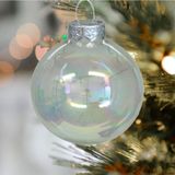 Othmar Decorations kerstballen 4x - transparant parelmoer -glas -10 cm