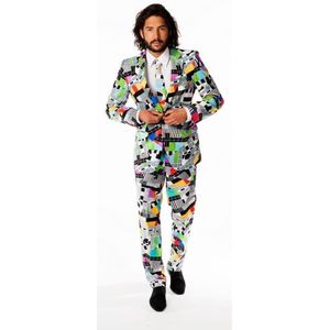 Opposuits - Televisie TV print verkleedkleding net kostuum/pak voor heren inclusief stropdas