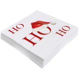 120x stuks kerst thema servetten wit Ho Ho Ho 33 x 33 cm - Kerstdiner tafeldecoratie versieringen - Papieren wegwerpservetten