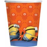 8x Minions bekertjes oranje karton - 266 ml - Kinderfeest - Themafeestje - Papieren bekers