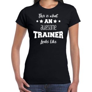 Bellatio Decorations cadeau t-shirt voor dames - awesome trainer - trainer bedankje - zwart