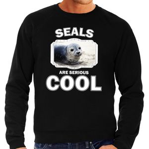 Dieren grijze zeehond sweater zwart heren - seals are serious cool trui - cadeau sweater grijze zeehond/ zeehonden liefhebber