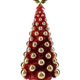 Complete mini kunst kerstboompje/kunstboompje rood/goud met kerstballen 50 cm - Kerstbomen - Kerstversiering