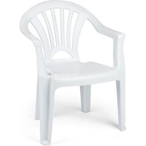 8x stuks kinder stoelen 50 cm - Wit - Tuinmeubelen - Kunststof binnen/buitenstoelen voor kinderen