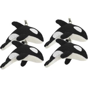 8x Pluche orka sleutelhanger knuffels van 6 cm - Dieren sleutelhangers