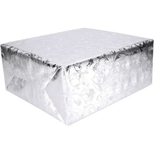 Set van 3x stuks luxe zilveren kerst inpakpapier op rol - 500 x 76 cm - cadeaupapier / kadopapier