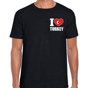 I love Turkey t-shirt zwart op borst voor heren - Turkije landen shirt - supporter kleding