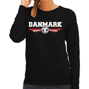 Denemarken / Danmark landen / voetbal sweater met wapen in de kleuren van de Deense vlag - zwart - dames - Denemarken landen trui / kleding - EK / WK / voetbal sweater