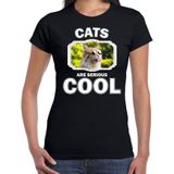 Dieren katten t-shirt zwart dames - cats are serious cool shirt - cadeau t-shirt gekke poes/ katten liefhebber