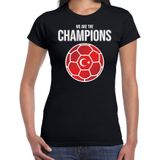 Turkije EK/ WK supporter t-shirt - we are the champions met Turkse voetbal - zwart - dames - kleding / shirt