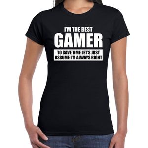 I'm the best gamer - always right t-shirt zwart dames - Cadeau verjaardag gamer - kado gamers