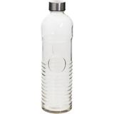 Set van 3x stuks waterflessen/drinkflessen 1 liter van gehard ribbel glas - Glazen drink flessen