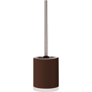 MSV Shine Toilet/wc-borstel houder - keramiek/metaal - donkerbruin - 38 cm