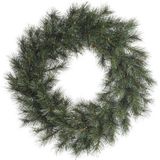 Kerstkrans 60 cm - groen - met zilveren hanger/ophanghaak - kerstversiering
