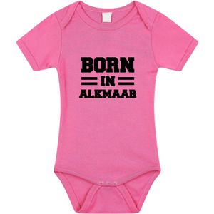 Born in Alkmaar tekst baby rompertje roze meisjes - Kraamcadeau - Alkmaar geboren cadeau