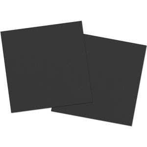 Servetten van papier 33 x 33 cm in het zwart - Uni kleuren thema voor verjaardag of feestje - Inhoud: 80x stuks