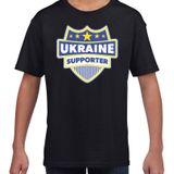 Ukraine supporter schild t-shirt zwart voor kinderen - Oekraine landen shirt / kleding - EK / WK / Olympische spelen outfit