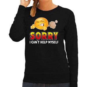 Funny emoticon sweater Sorry cant help myself zwart voor dames -  Fun / cadeau trui