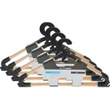 Storage Solutions Kledinghangers met broekstang - 12x - hout - zwart - 43 x 20 cm