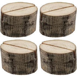 Santex naamkaart/plaatskaart houders - boomschijf - Bruiloft - 12x stuks - 4 cm - hout