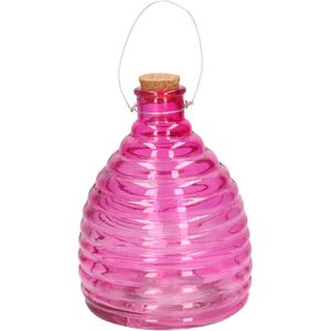 Wespenvanger/wespenval roze van glas 21 cm - Insectenvangers/insectenvallen