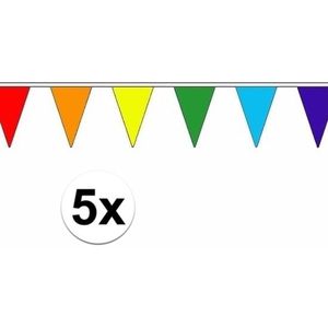 5 stuks vlaggetjes vlaggenlijn regenboog - 5 meter - slingers